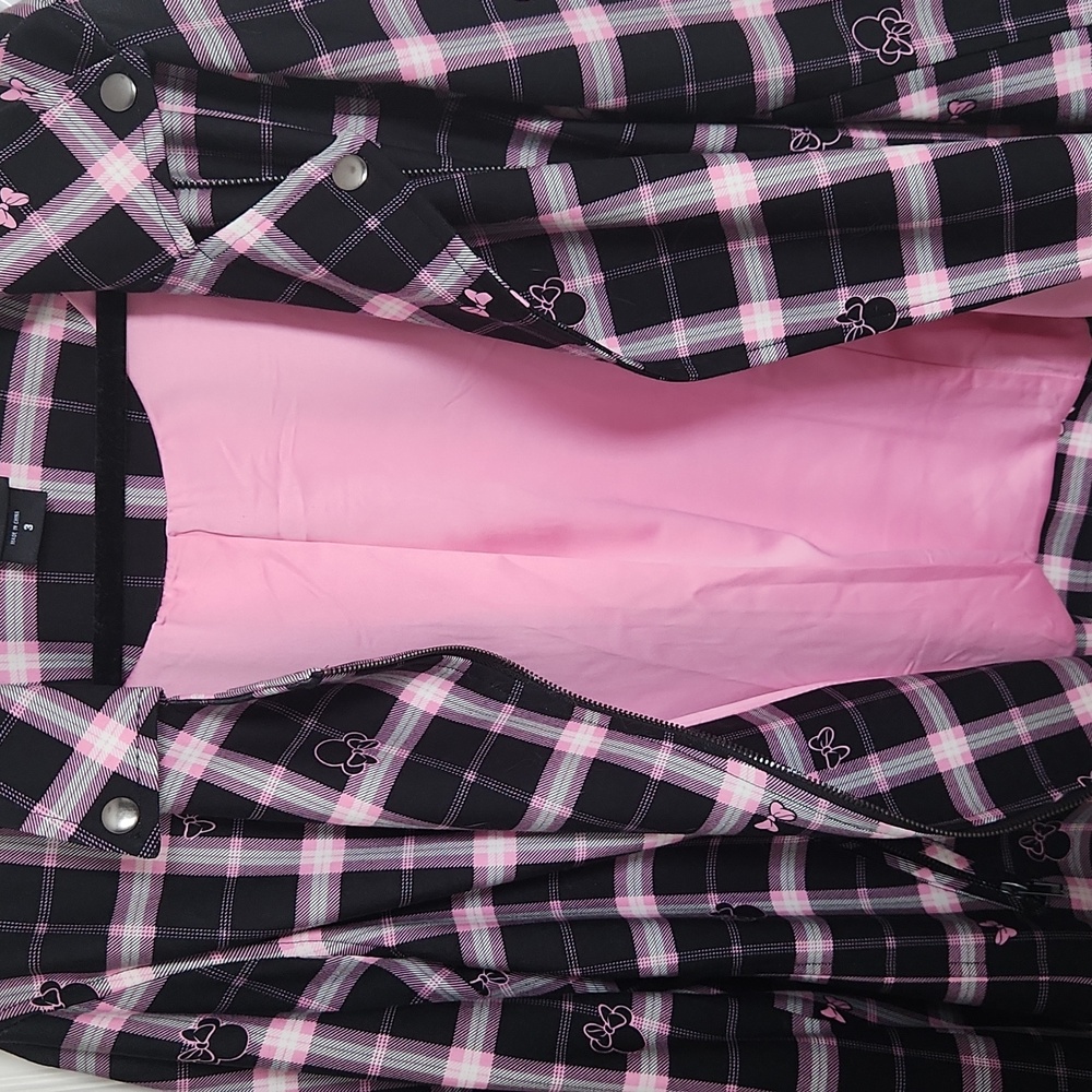 Disney Women's Pink and Black Plaid Jacket - Picture 5 of 7